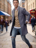Herren eleganter Mantel mit hochwertigen Details R&B