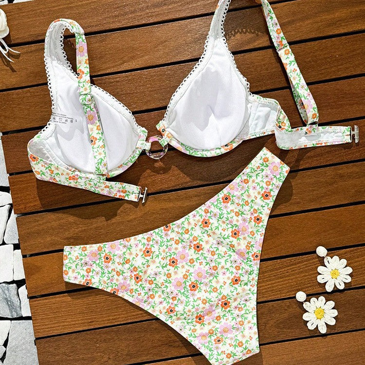 Damen Blumenmuster Bikini Set