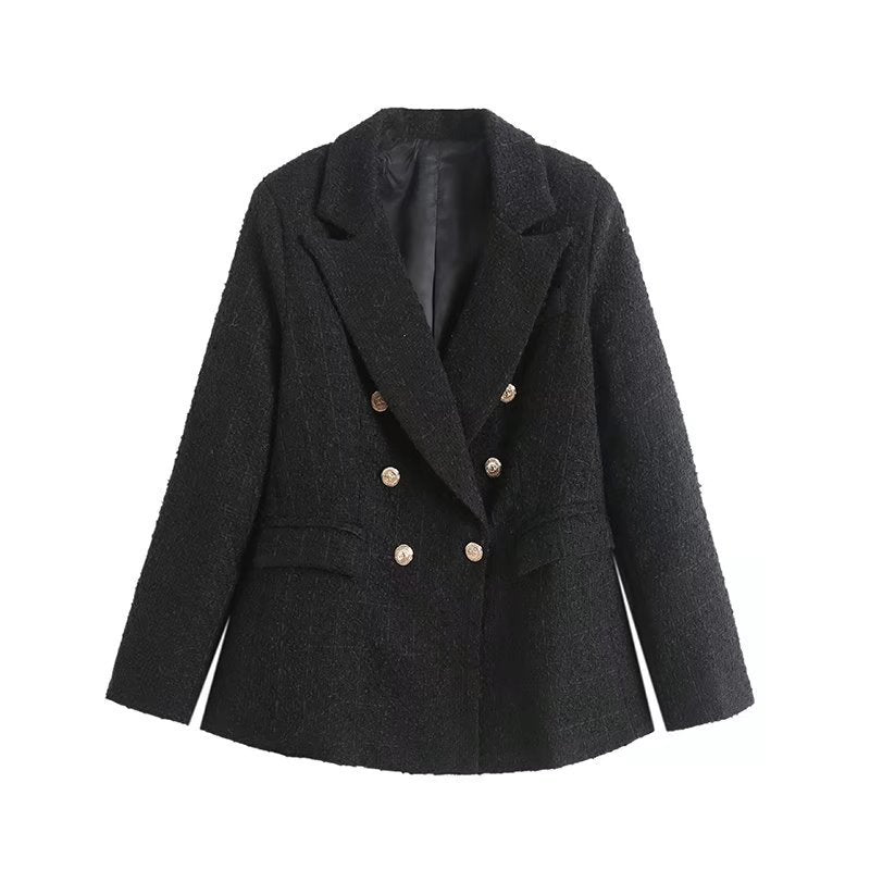 Damen Doppelt gestepptes Karoblazerjacke R&B