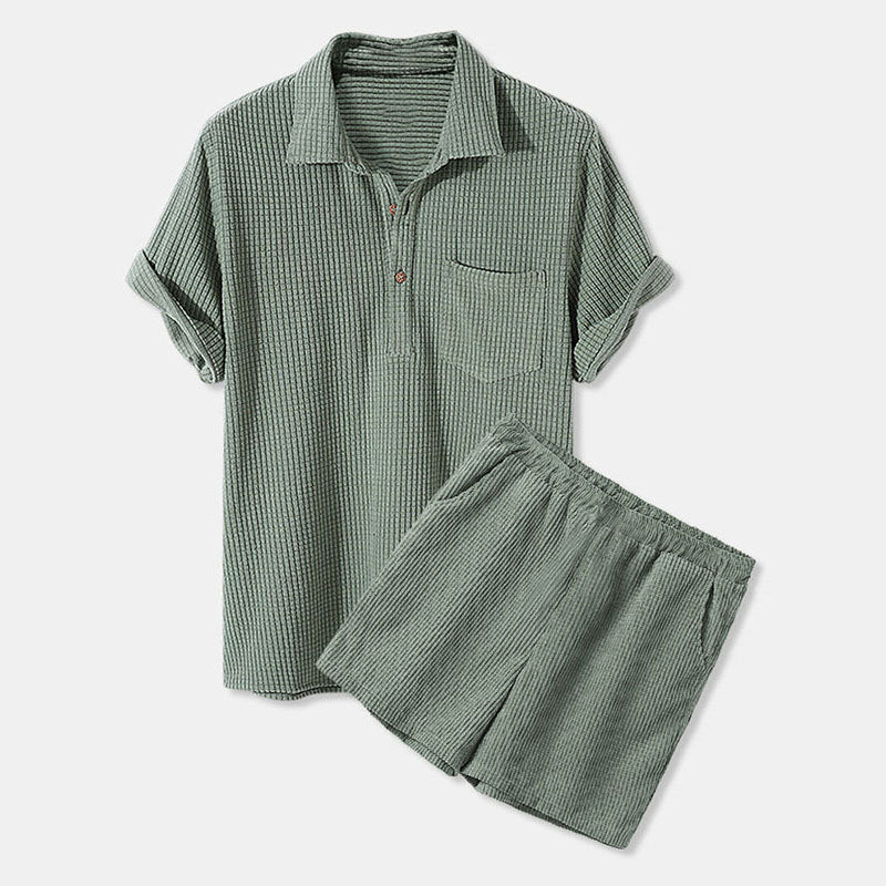 Damen Sonnen-Pyjama Set mit kurzem Shirt und Hose R&B
