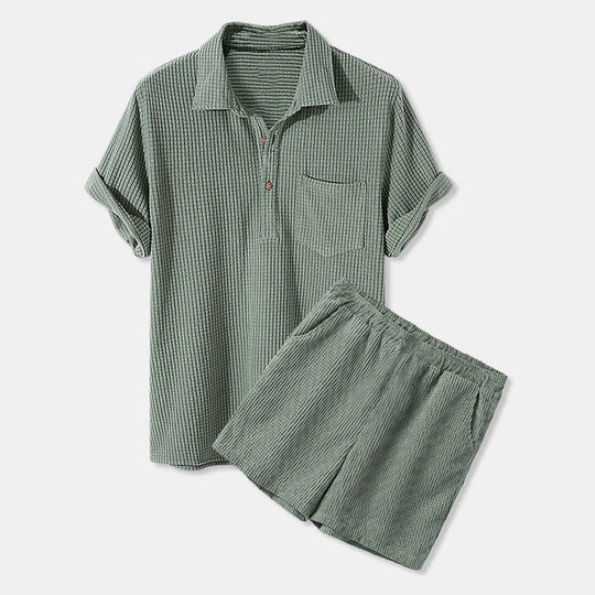 Damen Sonnen-Pyjama Set mit kurzem Shirt und Hose R&B