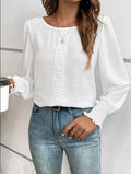Damen luftige Bluse mit feinem Stickmuster R&B
