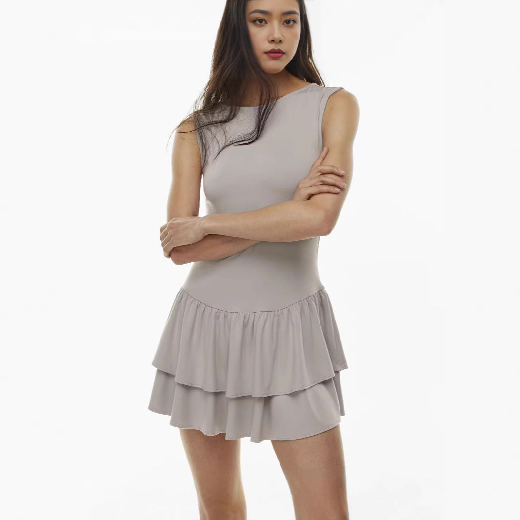 Damen verspieltes Kurzkleid mit Rüschendetails aus weichem Jersey R&B