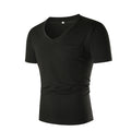 Herren V-Ausschnitt T-Shirt mit Brusttasche und figurbetonter Passform
