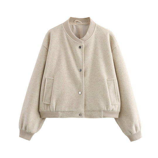 Damen Übergangsjacke mit weichem Wollmaterial und praktischen Taschen R&B