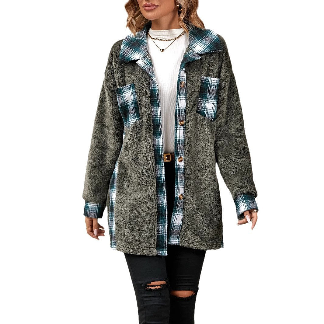 Damen Fleecejacke mit Karomuster R&B