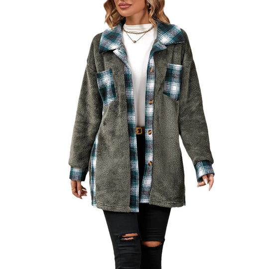 Damen Fleecejacke mit Karomuster R&B