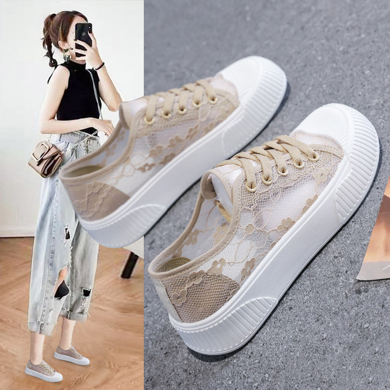 Damen Sneaker mit eleganter Spitzenoberfläche und rutschfester Sohle R&B