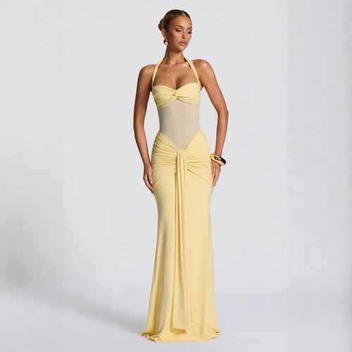 Damen figurbetontes Abendkleid mit innovativem Rüschendesign und fließendem Schnitt R&B