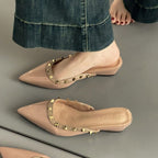 Damen elegante Mules mit spitzem Design und luxuriöser Schmuckverzierung R&B
