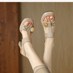 Damen elegante Slingback-Sandalen mit komfortablem Blockabsatz