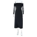 Damen Off-Shoulder Maxikleid mit eleganten Rüschen R&B