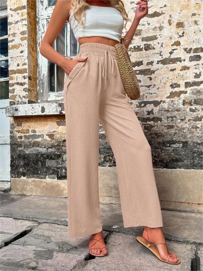 Damen Elegante Freizeit-Hosen mit elastischem Bund und seitlichen Taschen R&B