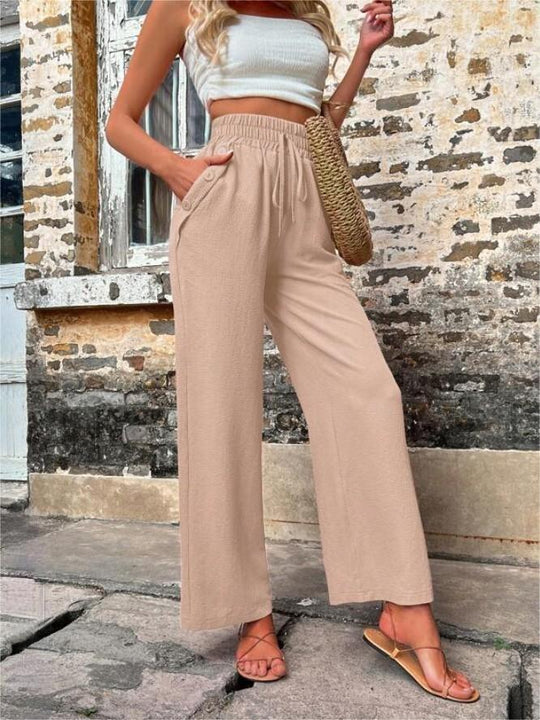 Damen Elegante Freizeit-Hosen mit elastischem Bund und seitlichen Taschen R&B