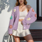 Damen Strickjacke mit floralen Applikationen R&B