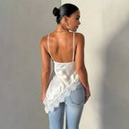 Damen Satin Top mit Spitzendetails R&B