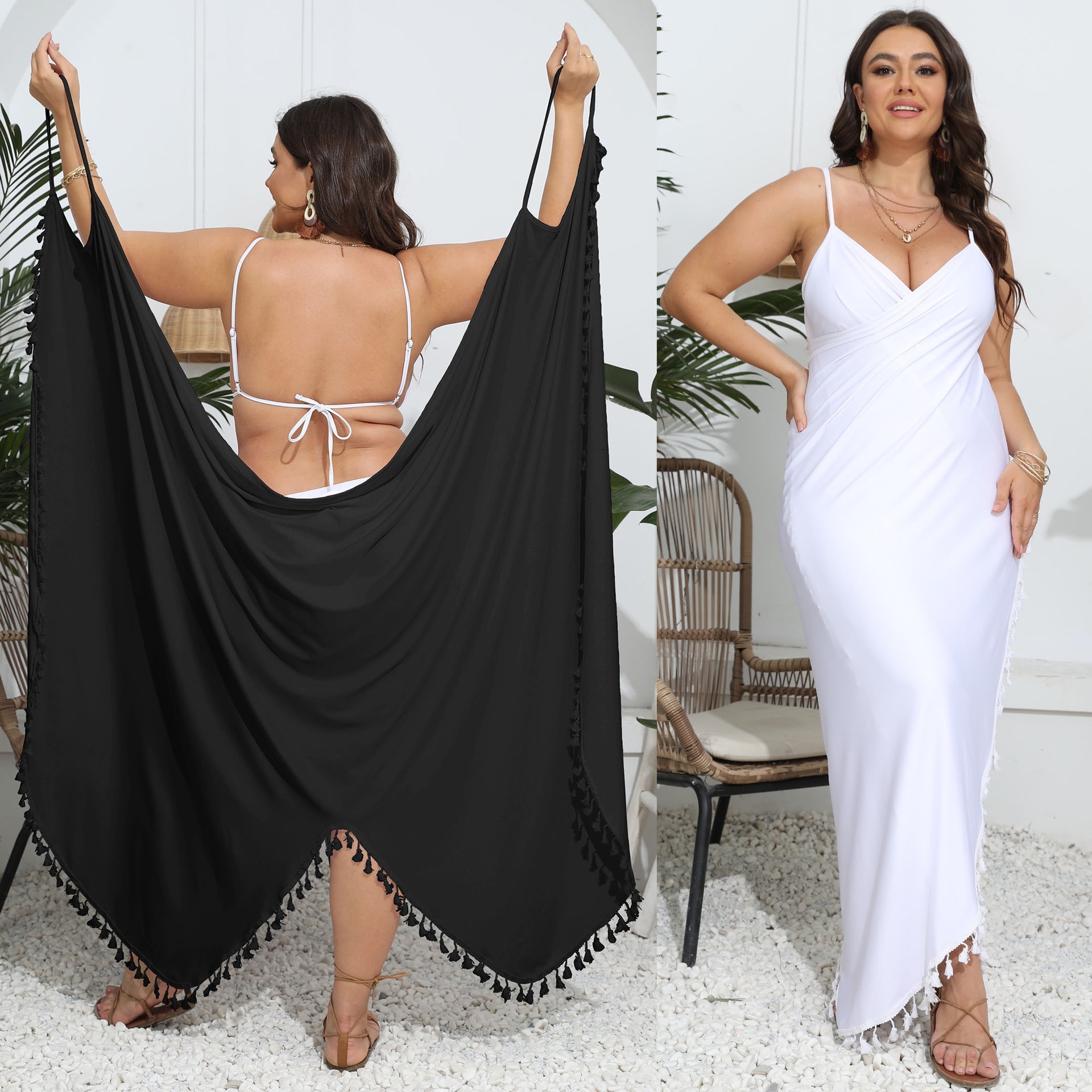 Damen elegantes Maxikleid mit feinem Häkelabschluss R&B