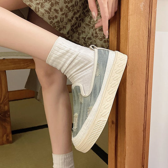 Damen Slip-On Sneaker mit lässigem Denim-Design und elastischem Einstieg R&B