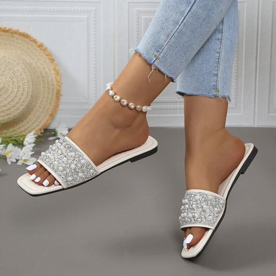 Damen Glitzernde Slipper mit funkelnden Strass-Applikationen R&B