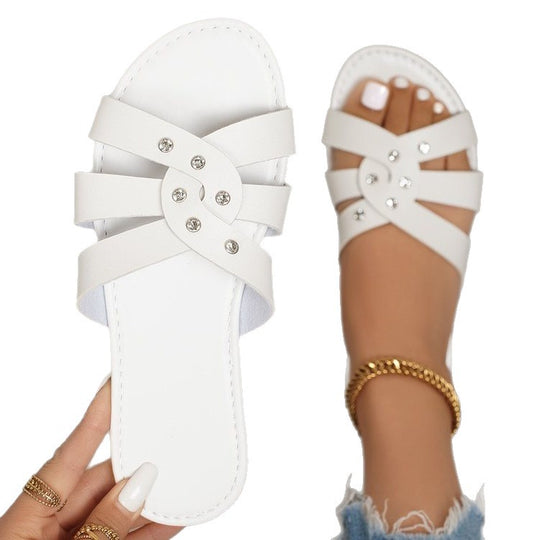 Damen modische Riemchensandalen mit glamourösen Schmuckdetails R&B