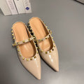 Damen elegante spitze Mules mit goldenen Nieten R&B