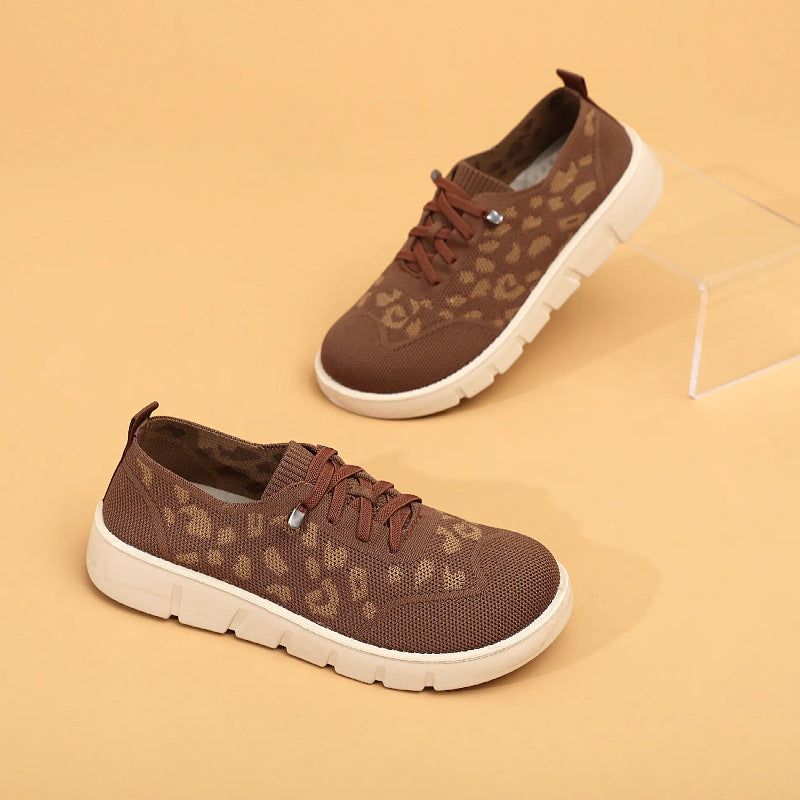 Damen Atmungsaktive Sneaker mit modischem Leopardenmuster