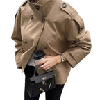 Damen modische Doppelreiher-Jacke mit hohem Kragen und strukturiertem Design R&B