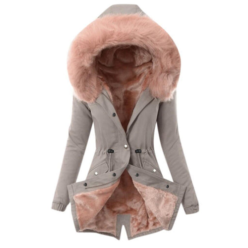 Damen gefütterte Parka mit Kunstfellkragen R&B