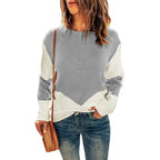 Damen modischer Pullover mit geometrischem Strickmuster R&B