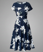 Damen Blumenkleid Midikleid Floral