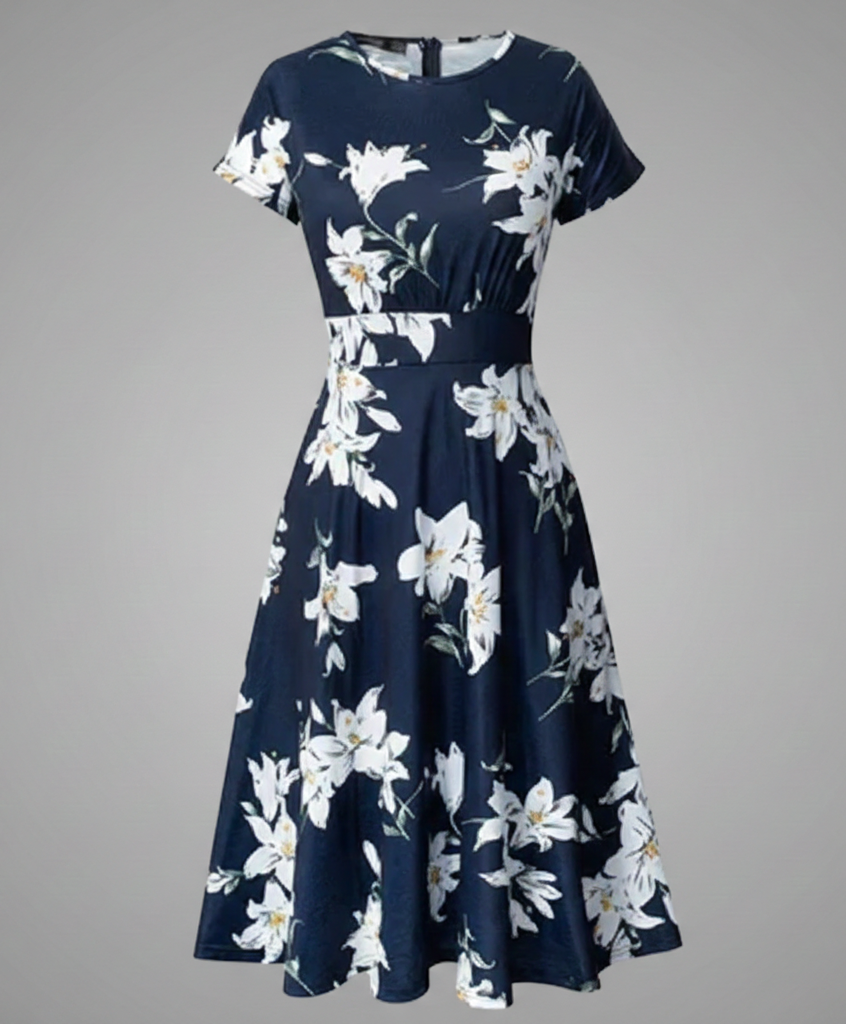 Damen Blumenkleid Midikleid Floral