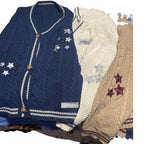 Damen Grobstrickjacke mit Sternen-Details und dekorativen Knöpfen R&B