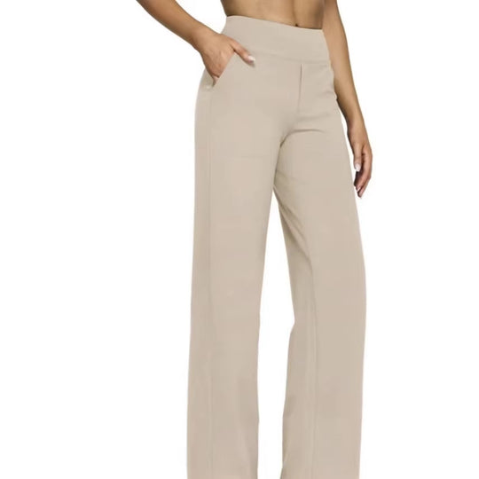 Damen Weit geschnittene Komfort-Hose mit elastischem Bund und praktischen Taschen R&B