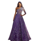 Damen Elegantes Abendkleid mit asymmetrischem Design und funkelnden Applikationen R&B