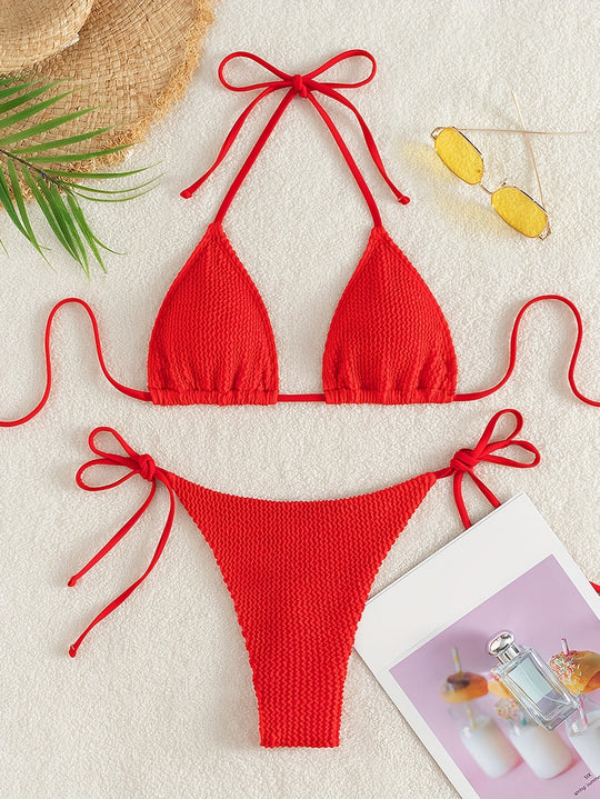 Damen Triangel-Bikini-Set mit verstellbaren Bindebändern R&B
