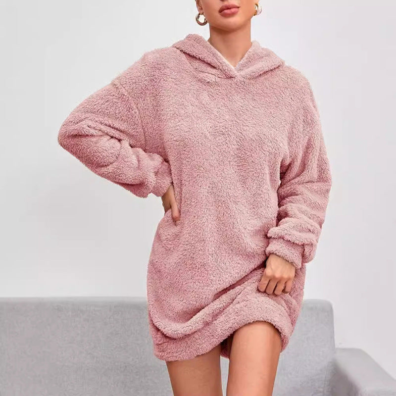 Damen Kuscheliger Oversize-Hoodiekleid aus weichem Fleece R&B