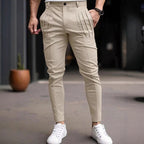 Herren Stoffhose Slim Fit mit Bundfalten
