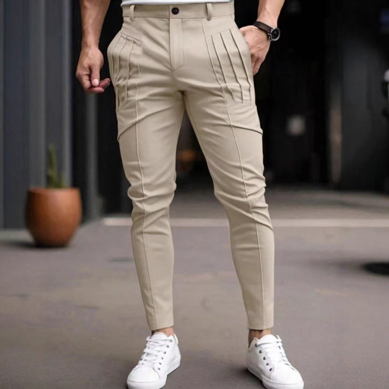 Herren Stoffhose Slim Fit mit Bundfalten