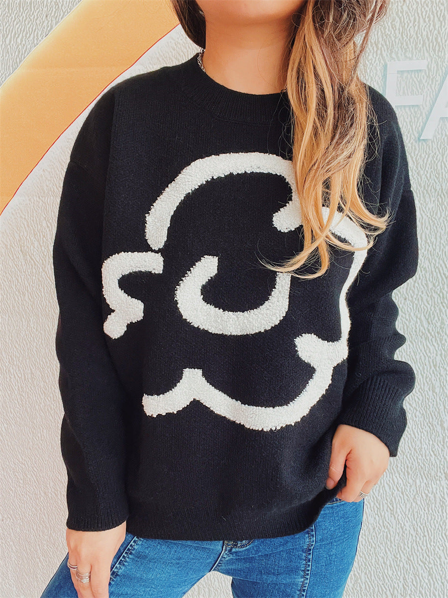 Damen gemütlicher Pullover mit verspieltem Motiv R&B