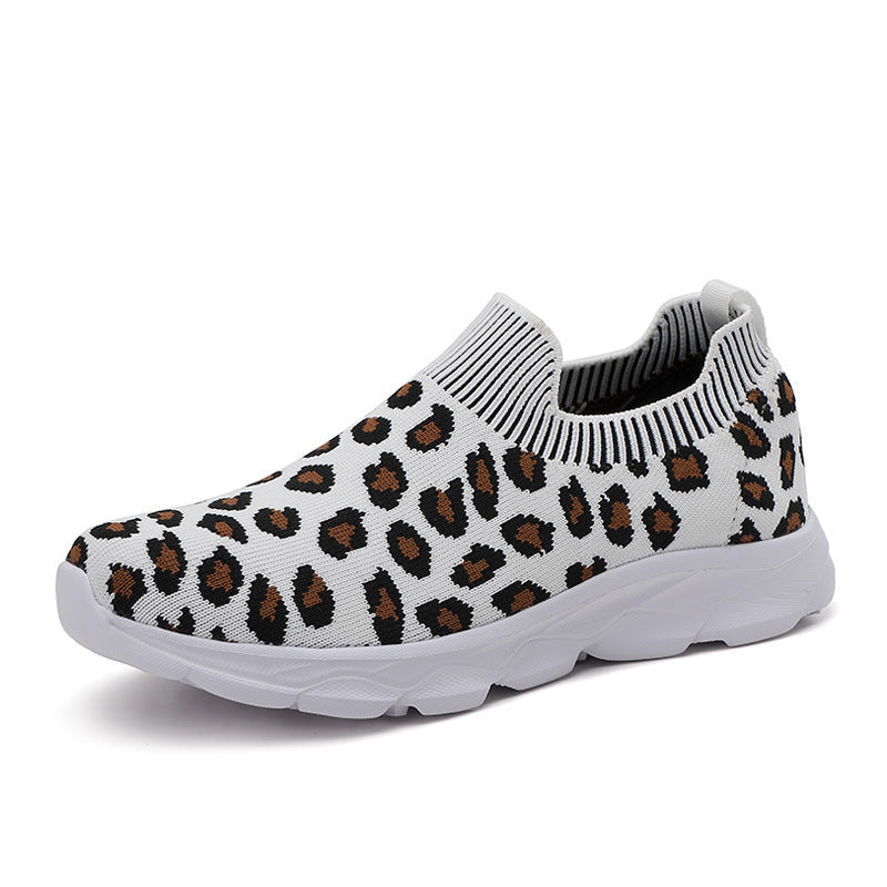 Damen Modische Slip-On Sneakers mit elastischem Bund und animalischem Muster