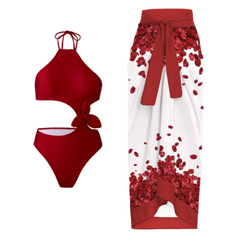 Damen Bikini-Set mit modischem Cut-Out-Design und eleganter Blumenstraße R&B