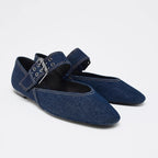 Damen elegante Ballerinas mit Leopardenmuster und verstellbarem Riemen R&B