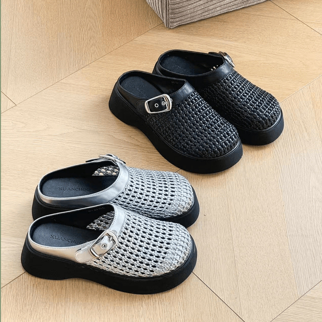 Damen Clogs mit stilvollem Wabenmuster und komfortablem Plateau R&B