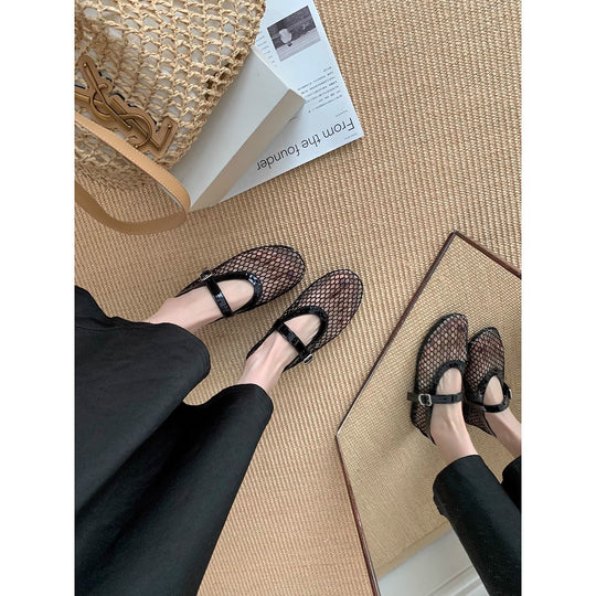 Damen Slingback-Ballerinas aus atmungsaktivem Netzmaterial mit eleganten Riemen R&B
