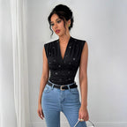 Damen Elegantes Wickeloberteil mit funkelnden Details R&B