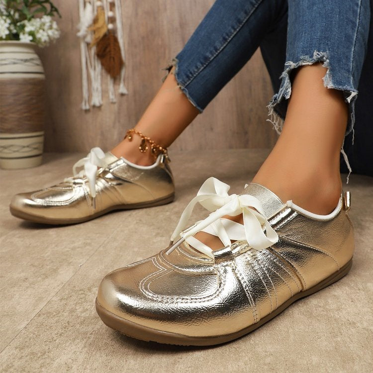 Damen modische Freizeitsneaker mit schimmerndem Obermaterial R&B