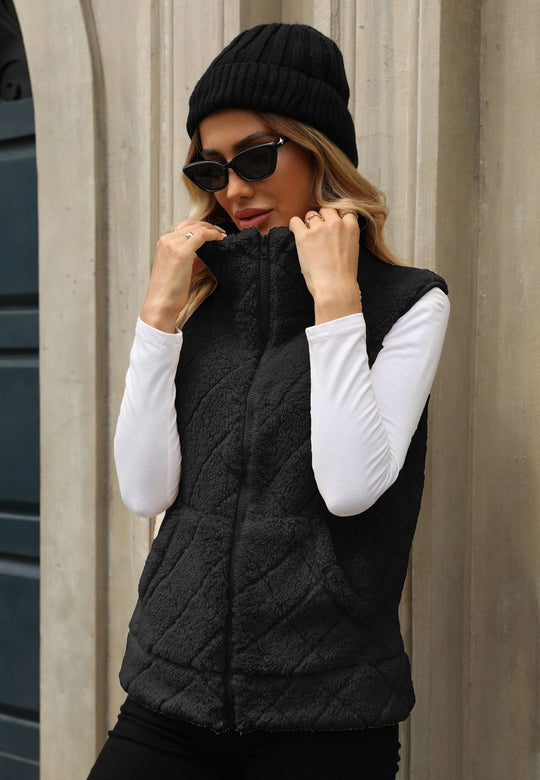 Damen Kuschelige Fleece-Weste mit Kapuze R&B