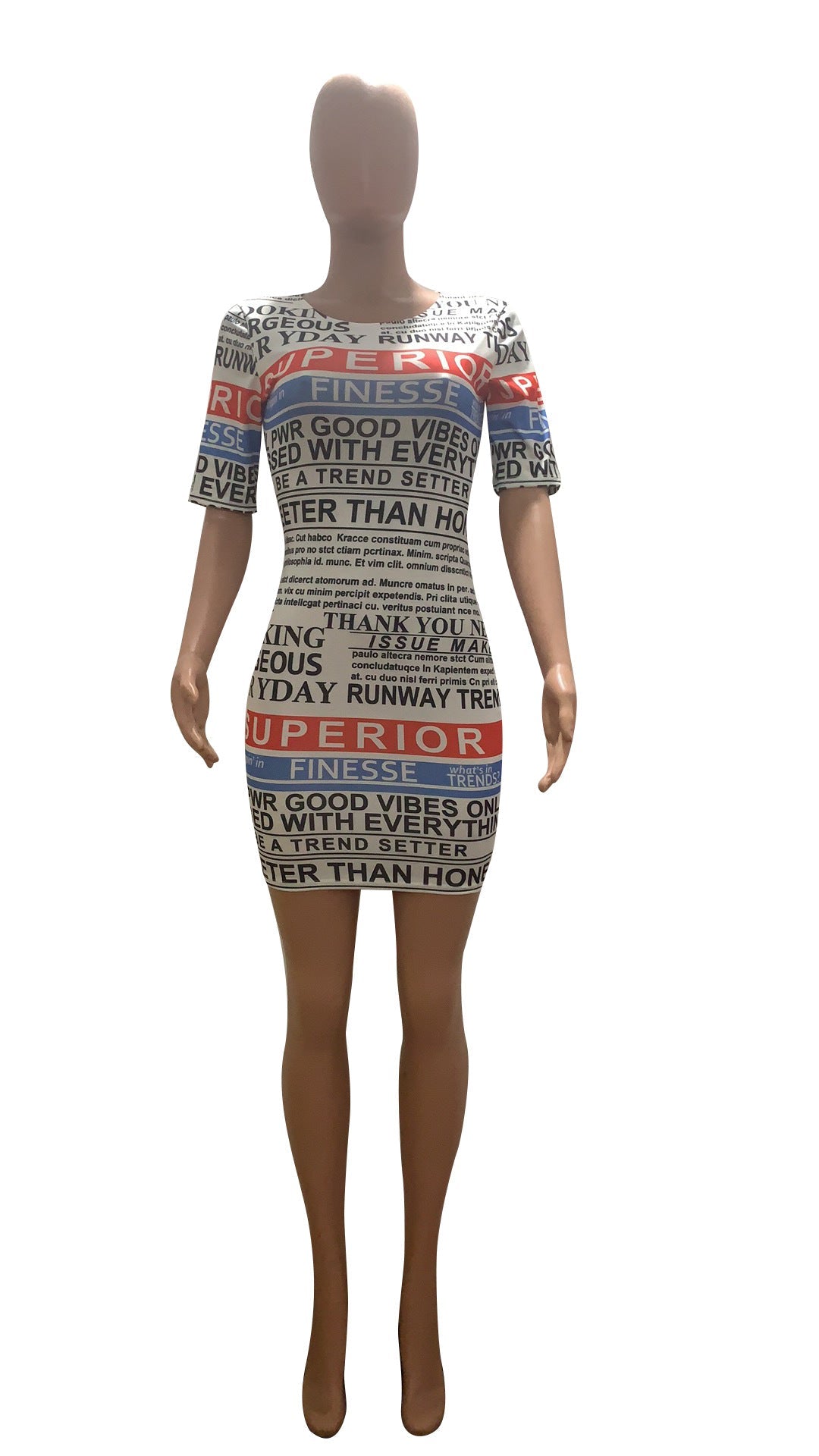 Damen Kurzarm Kleid R&B