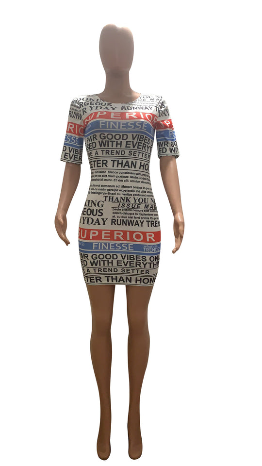 Damen Kurzarm Kleid R&B