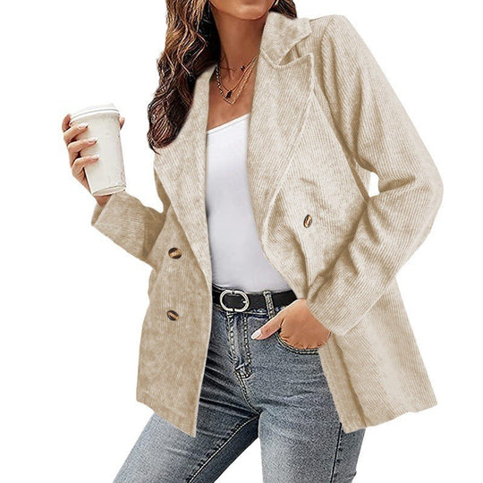 Damen Cordjacke im modernem Schnitt mit schickem Revers und zwei praktischen Taschen R&B